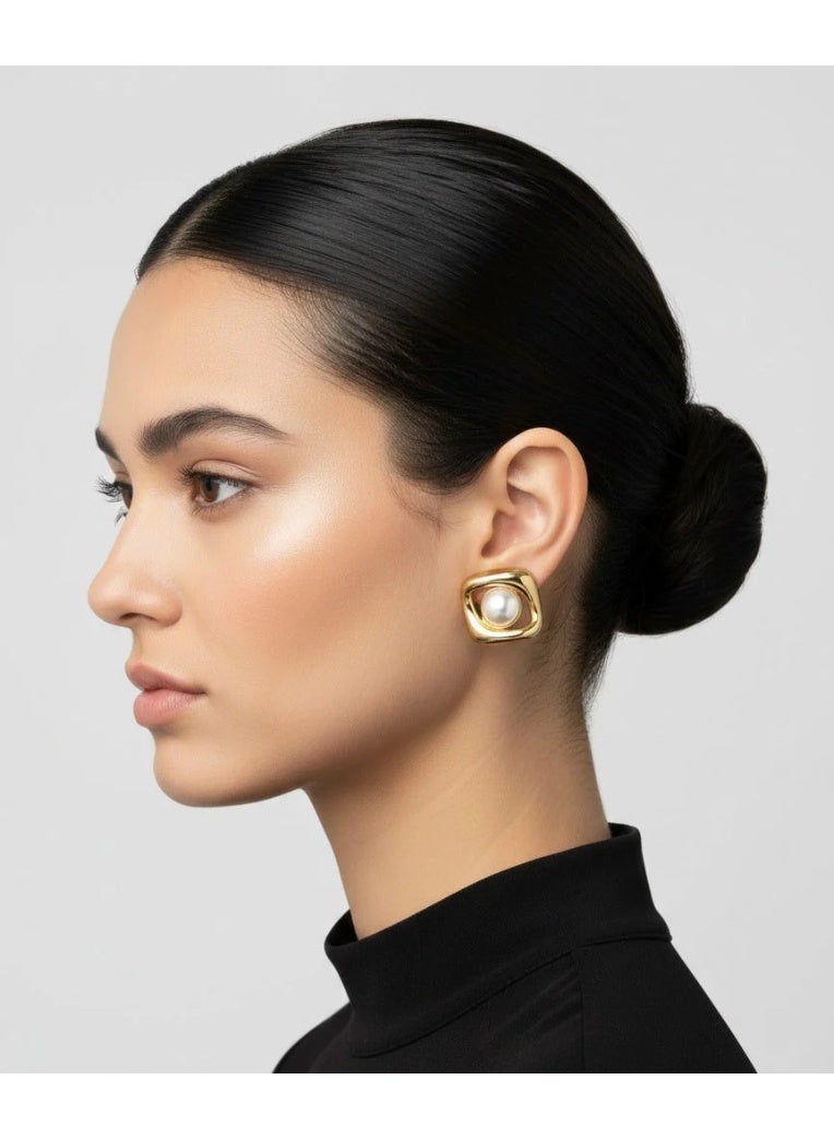 Vbranda Textured Hoop Stainless Steel Earrings EA-204 - Image 1